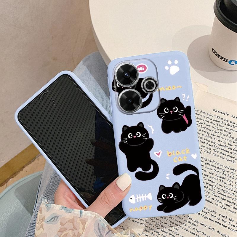Мягкий силиконовый чехол Cat для Xiaomi Redmi Note 13 Pro 13C 14T Poco C65 Samsung A55 A35 M35 S24 Plus Huawei Honor 200 Lite iPhone Realme противоударный чехол