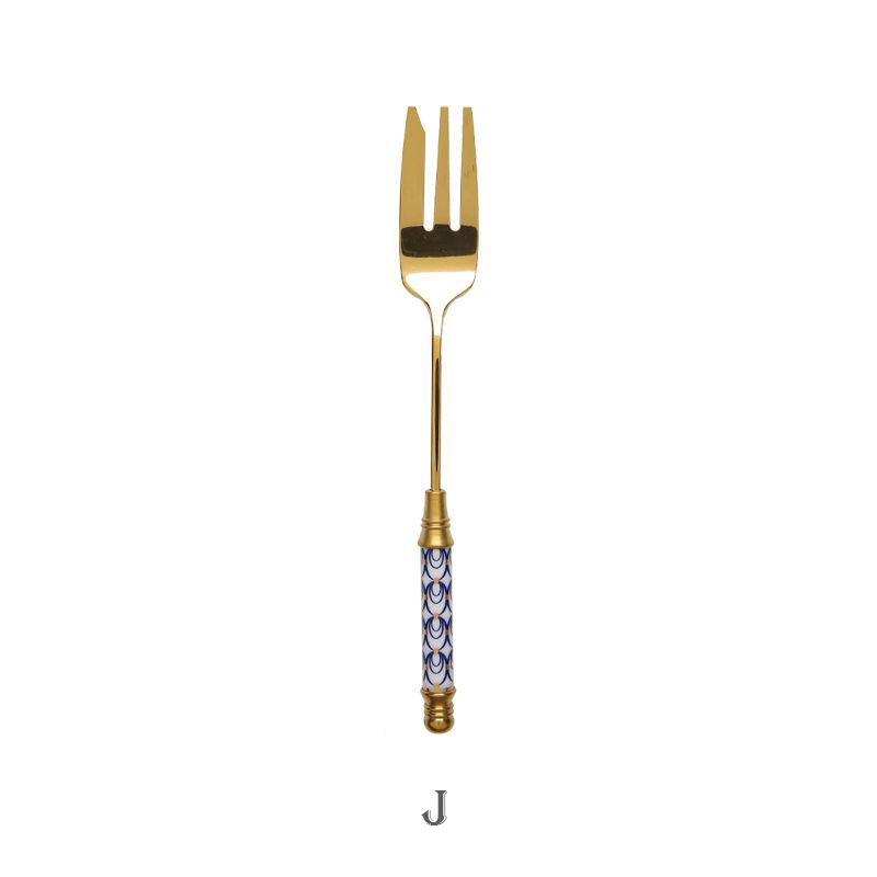 Stainless Steel Gold Cake Fork Dessert Forks Fruit Fork Ceramic Long Handle Used For Pastry in Party Snail Forks Restaurant