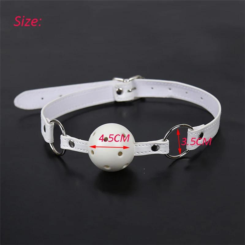 45mm White PU Leather Breathable Ball Gag Mouth Restraint  Erotic Sexy Cosplay Flirting Sex Toys For Couples Adult Games