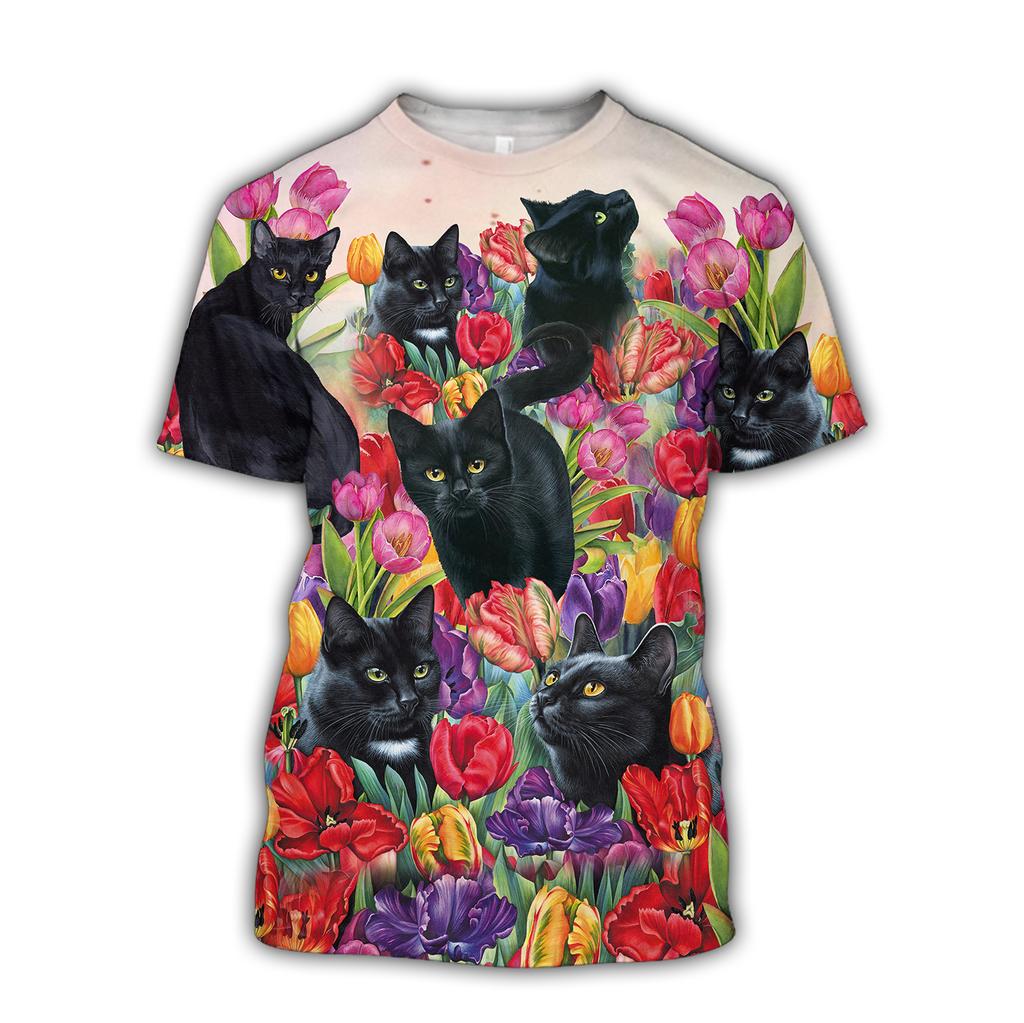 Модные забавные крутые футболки с рисунком животного и кота, летние повседневные уличные футболки в стиле Харадзюку в стиле хип-хоп с круглым вырезом и короткими рукавами с индивидуальным принтом