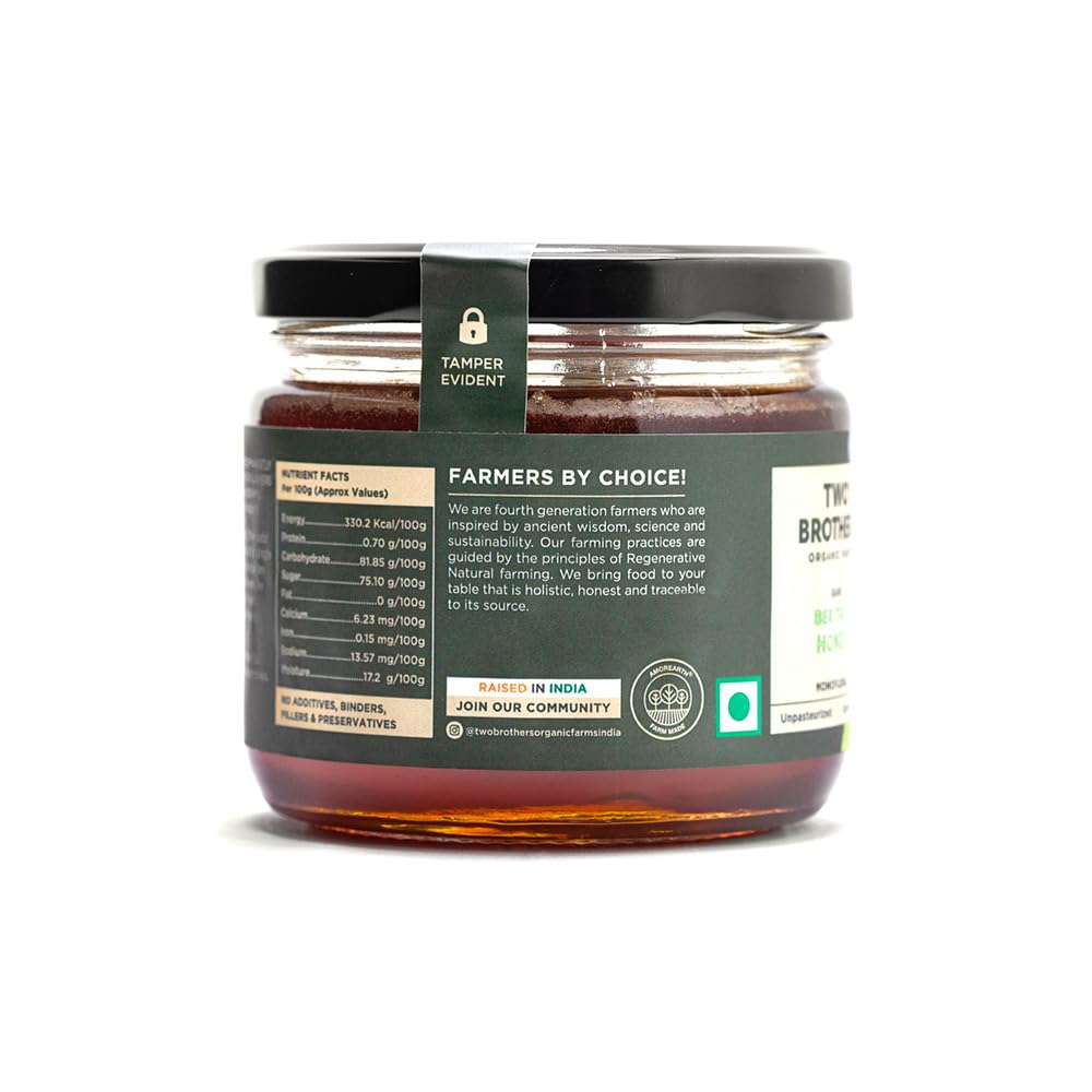 Two Brothers Organic Farms Indian Berry Honey Raw Unfiltered Pure Monofloral Honey For Tea Salads Cooking Pack Of 1 350 g