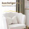 Set of 2 Modern Velvet Living Room Chairs, Upholstered Chairs with Petal Back, Gilded Metal Legs and Butterfly Cushions for Bedroom-Dining Room