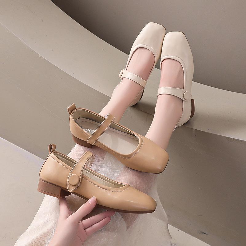 Французские туфли Мэри Джейн со стразами на толстом каблуке женские 2025 новые темпераментные женские туфли на толстом каблуке с ремешком с юбкой