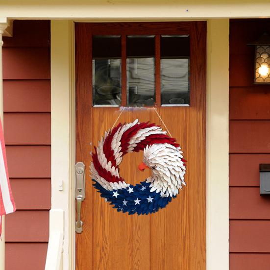 Independence Day Patriotic Eagle Wooden Plaque Red White Blue Bird Indoor Outdoor Front Door