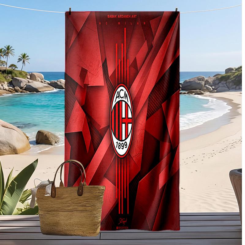 Пляжное полотенце с принтом AC Milan, быстросохнущее, мягкое, портативное, большое, прямоугольное, пляжное покрывало для путешествий, бассейна