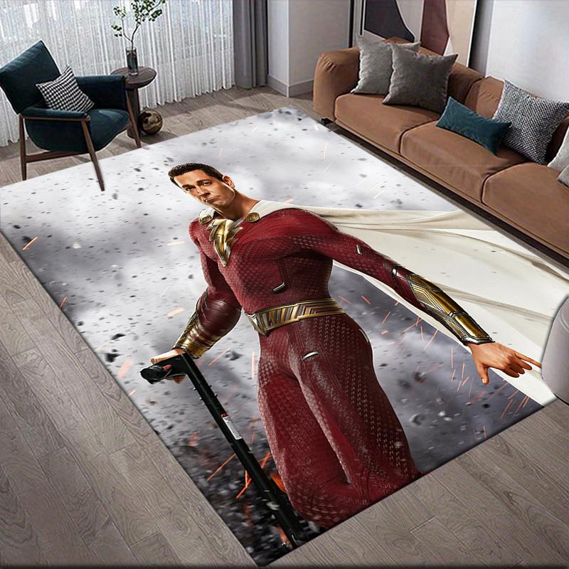 Shazam Anti-Slip Floor Mat, Rectangular Carpet for Home Living Room & Bedroom Decor