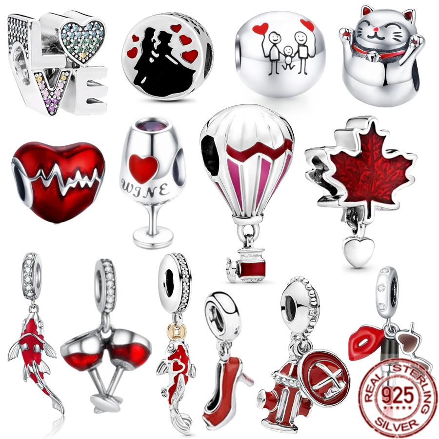 Новый Стерлингового Серебра 925 пробы Fortune Cat & Good Fortune Карп Рыба Висячие Подвески Fit Sweet Fashion Браслет Женский Ювелирные Изделия Своими Руками