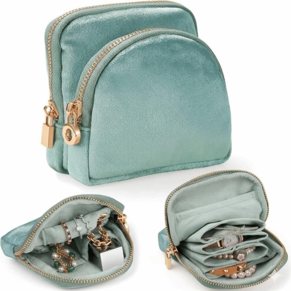 Soft Velvet Travel Jewelry Case Slim Size Detachable Jewelry Organizer Partition Jewelry Bag