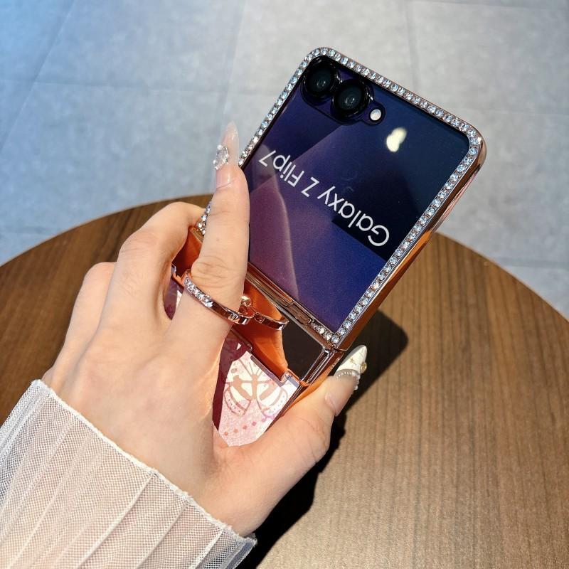 Galaxy Z Flip 8 / 7 Case Full Coverage Protective Cover With Hinge Protection Sparkle Butterfly Design PC Material