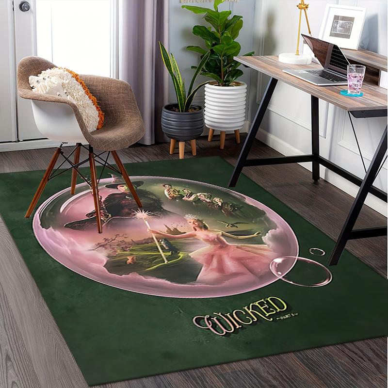 Wicked, Poster Pattern Polyester Office Carpet Chair Mats, Home Decor Dormitory Floor Protector with Anti-Skid Backing, Large Area Coverage,