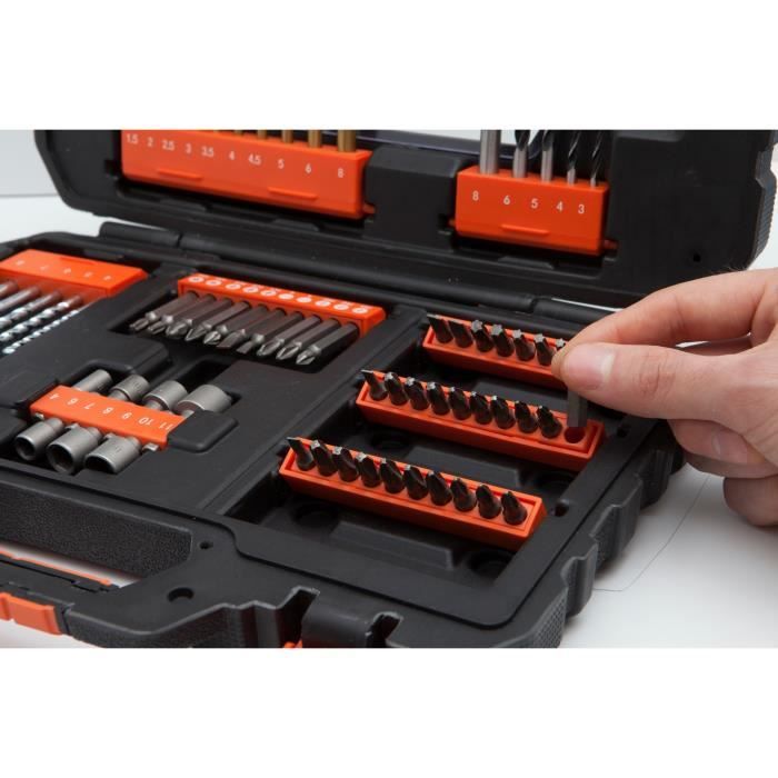 Coffret perçage vissage - BLACK+DECKER - A7231-XJ - 76 Accessoires - forets, douilles, embouts