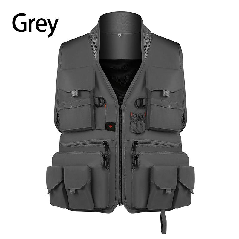 Летний мужской тактический жилет для пешего туризма и рыбалки с несколькими карманами, жилет для фотографа, мужской тонкий жилет-карго для отдыха на открытом воздухе