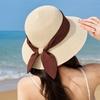 Beach Vacation Ribbon Straw Top Hat Panama Raffia Woven Sunshade Bucket Hat Vintage Jazz Hat