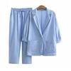 2 dona Ayollar Blazer Shortlar To'plami Keng Uzun Yengli Salqin Yozgi Kundalik Kostyum To'plami
