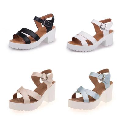 Большой размер 45 женские босоножки на высоком каблуке с пряжкой на щиколотке лето 2024 модные босоножки на платформе женские сандалии-гладиаторы на толстой подошве женские