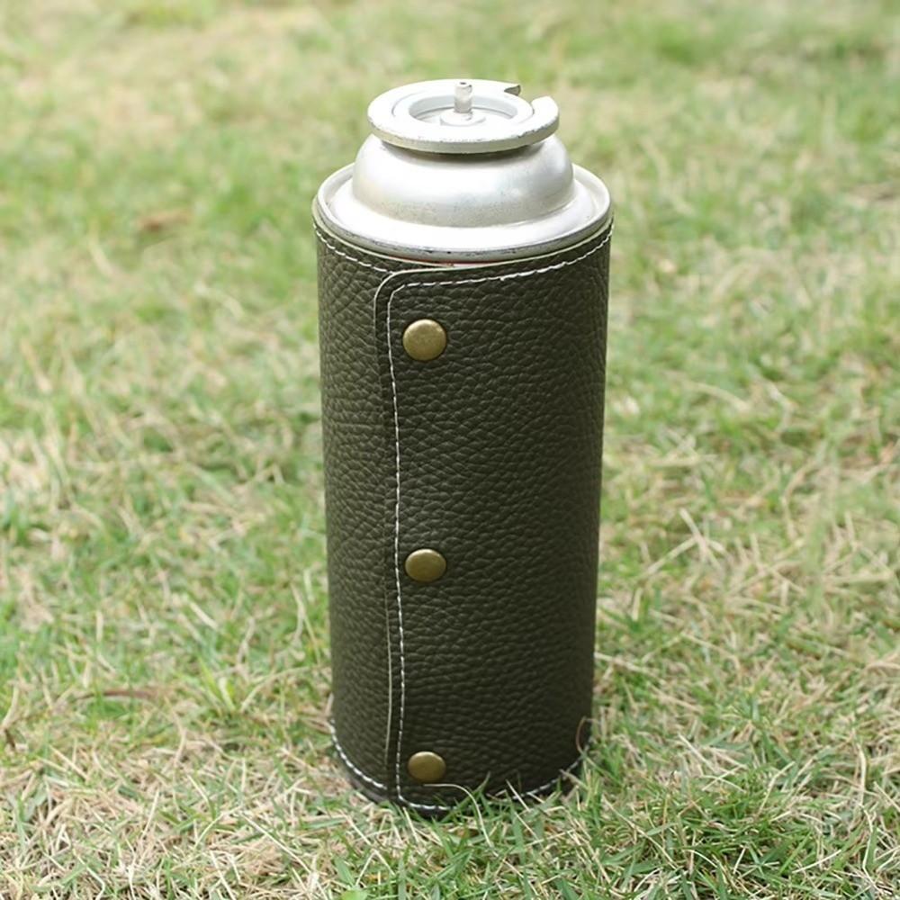 Portable Fuel Canister Sleeve Leather Portable Gas Bottle Bag Gas Cylinder Cover Outdoor Cooking