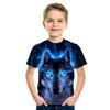 Summer Casual Tees Short Sleeve Cartoon Loose 3D T Shirt Funny Animal Children Tee Wolf Tiger Shirts Kids Top Boys Girls