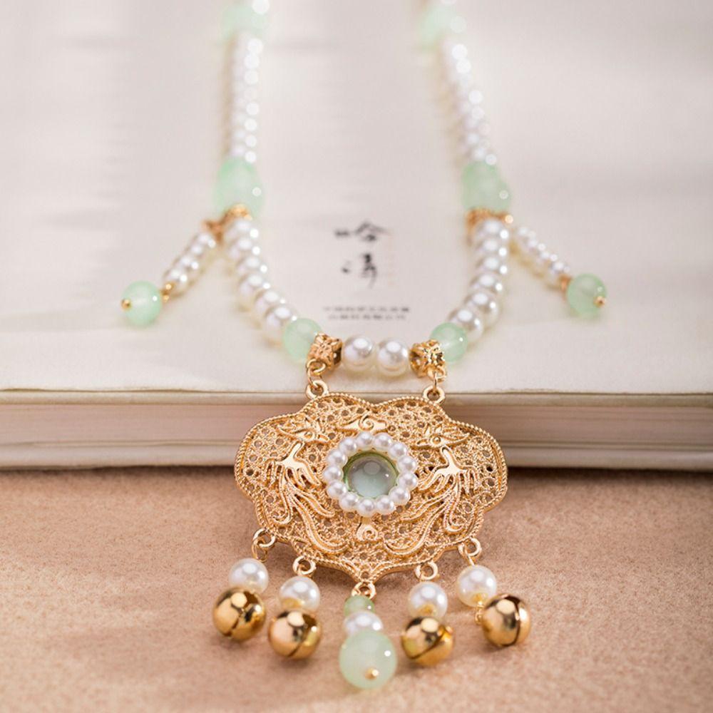 Бусы нить Ожерелье Ханфу в китайском стиле Жемчужный чокер Подвеска Замок долголетия Аксессуар Ханфу