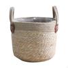Woven Planter Basket Plant Flower Pot with Handles Beach Storage Bin Container for