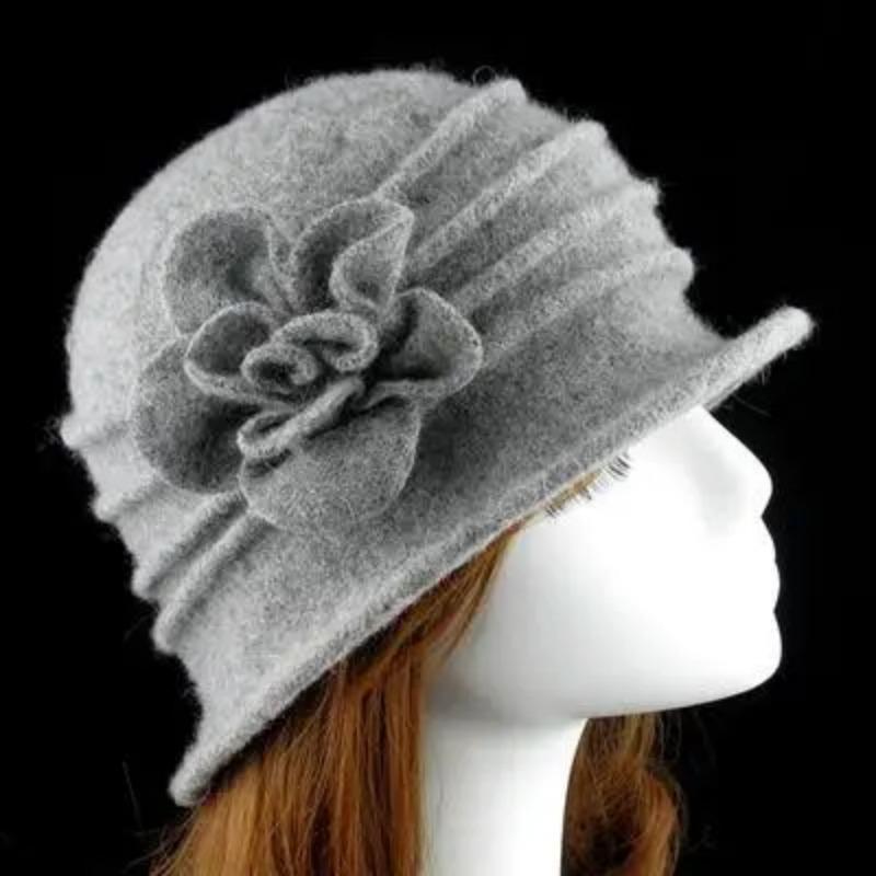 Flower New Section 100% Wool Hat Autumn Winter Middle-aged Female Soft Hat Women European Tide Dome Felted Mummy Thought Hat
