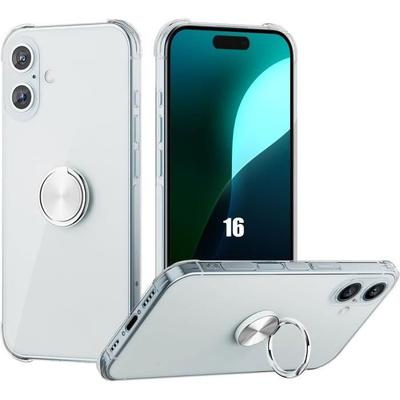 Защитный чехол - BOOLING - для iPhone 16 - Мягкий - Прозрачный - Противоударное кольцо 360°