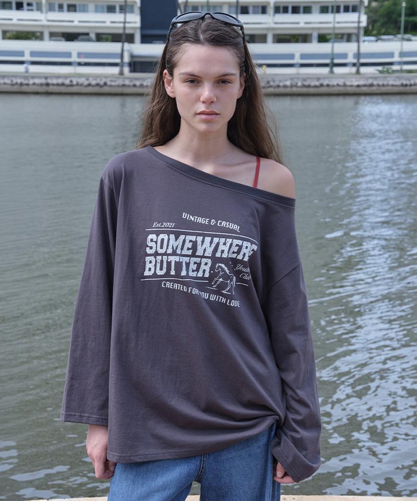 Sseomweeobeoteo Винтажный Длинный Топ с Лошадью - Угольный