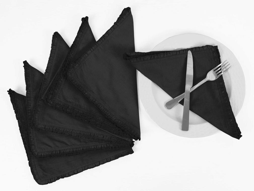 Vargottam Черный сплошной домашний декор повседневные моющиеся салфетки с оборками для обеденного стола - упаковка