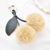 Fashion New Cute Fluffy Artificial Rabbit Fur Ball Pompom Leaf Keychain Cherry Key Chain Handbag Pendant Car Key Chain Ring