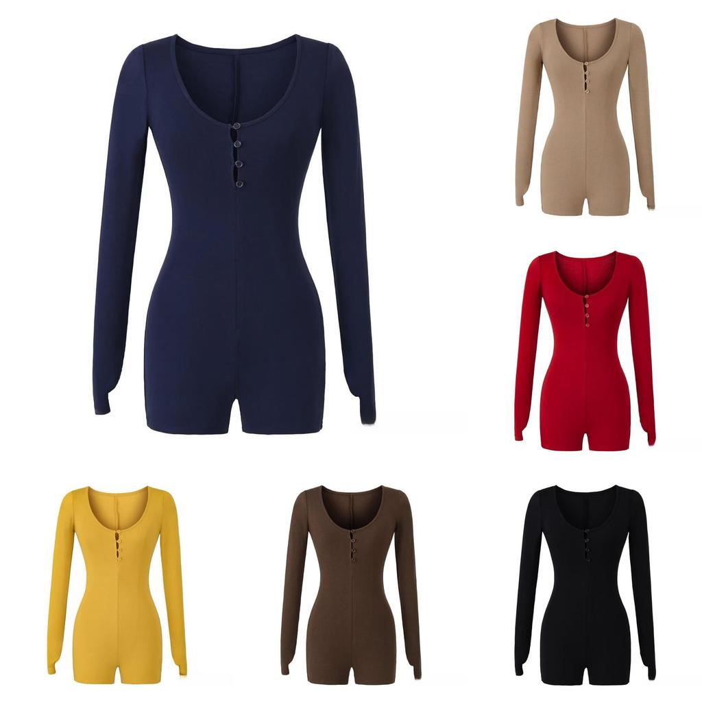 Sexy Slim Fit Cotton Blend Long Sleeve T Shirt With Button U Neck For Spring