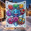 Geometry Dash Pattern Blanket for Home Decoration, Bed, Sofa, Car Travel, Camping, Suitable for All Seasons, Birthday Christmas Gift