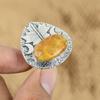 Oval Fossil Coral Stone Cresent Moon Promise Ring Jewelry 925 Sterling Silver