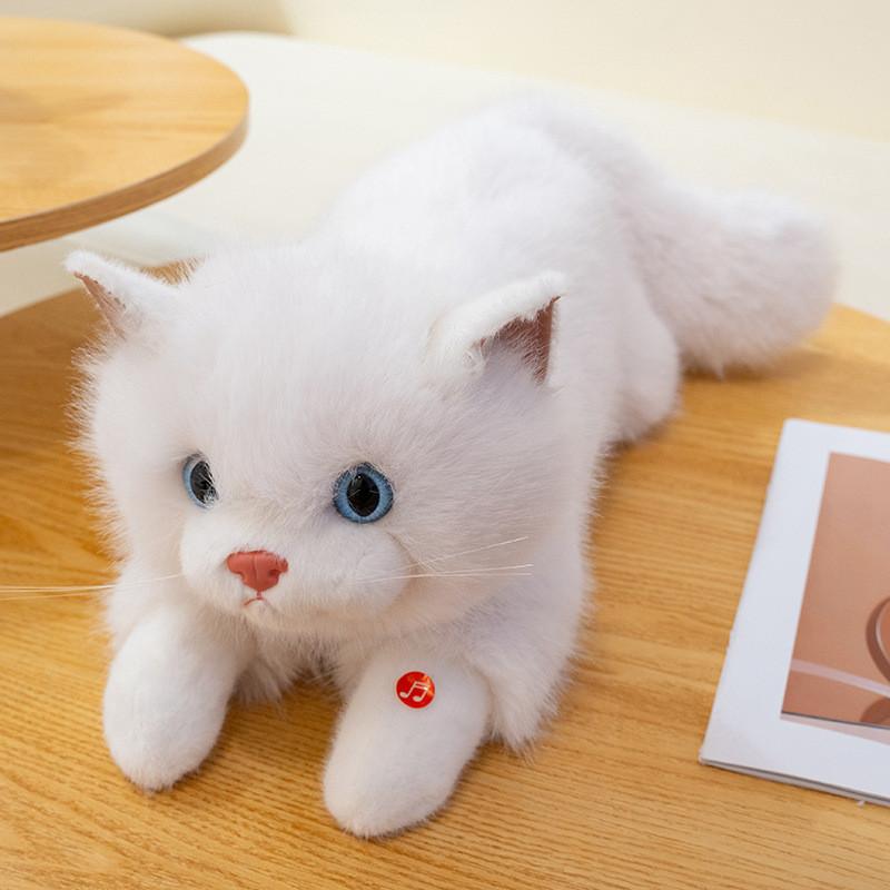 Simulated Cat Plush Doll With Sound Function Children Companion Toy For Kids And Teens Gift