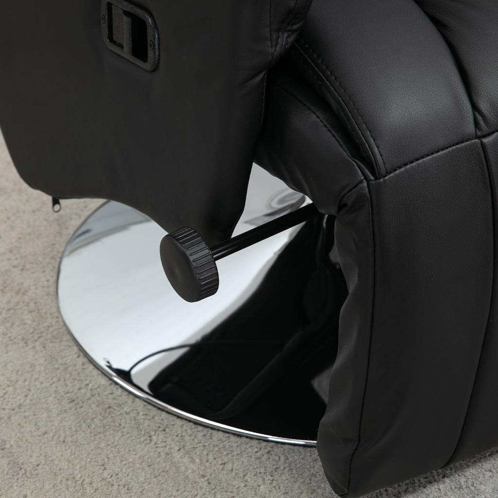 Кресло-качалка, функция recliner, вид под кожу, подставка для ног, до 150 кг, 78 x 80 x 109 см, Черный