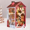 Christmas Dollhouse Bookend DIY Puzzle Scenes Ornament Decorative Lighting Bookshelf Inserts for
