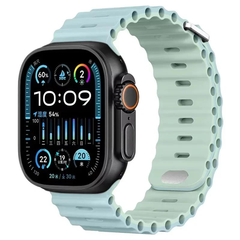 Силиконовый ремешок Ocean для Apple Watch Ultra 3/2 49 мм Серии 11/10 46 мм 42 мм 9 8 7 45 мм 41 мм Ремешок для часов iWatch 6 5 SE 44 40 мм