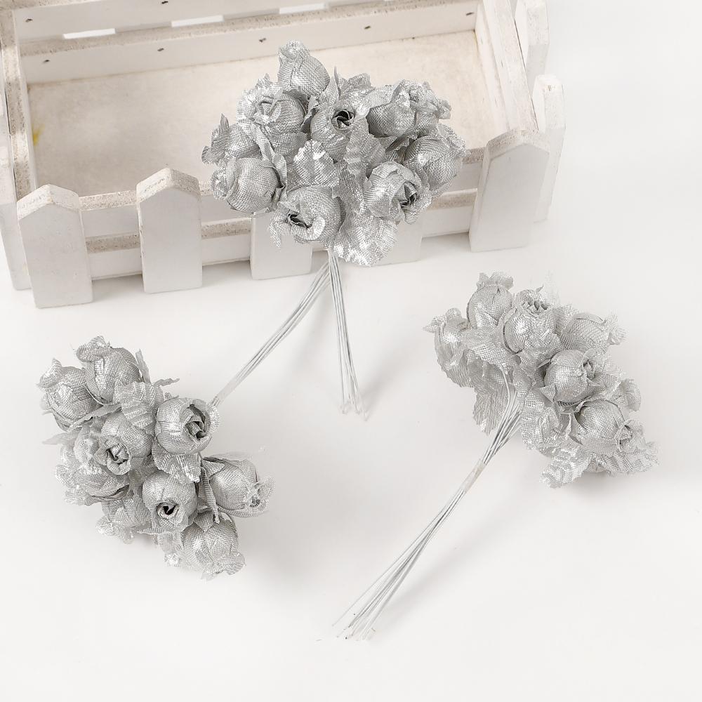 12 шт./лот Мини Искусственные Розы Букет Шелковые Искусственные Цветы Для Домашнего Декора Свадебного Украшения Крафт Венок Подарочные Аксессуары