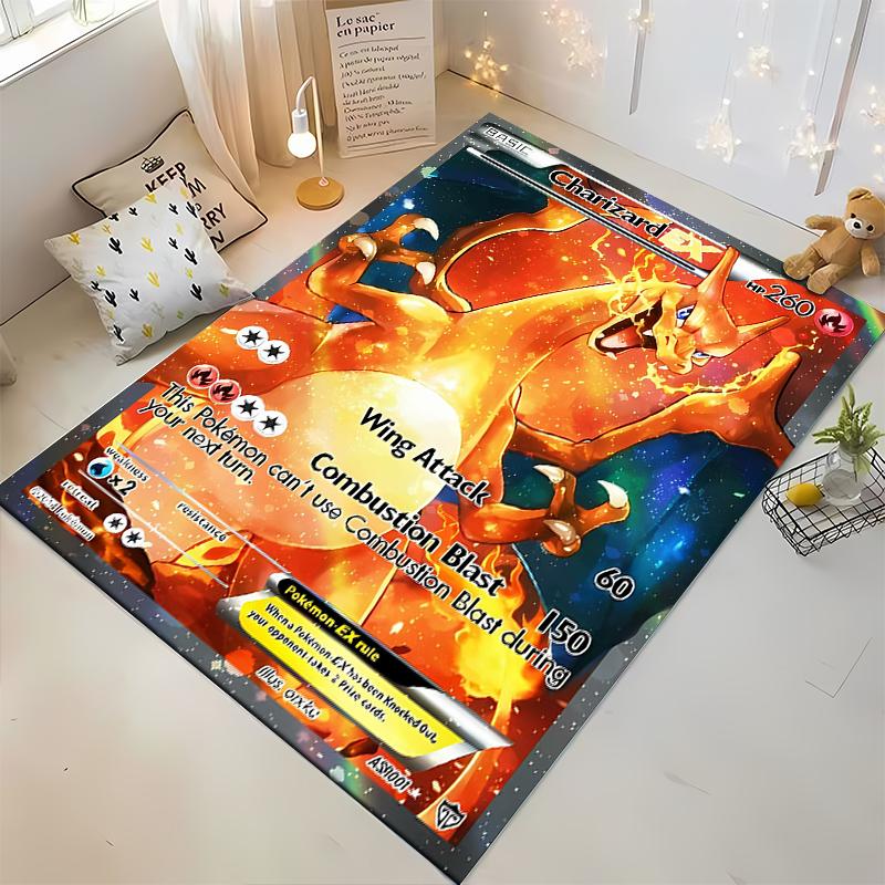Potdemiel Японское аниме Покемон Charizard Узор Карточки Ковры Коврики для спальни Ковер Декор для спальни Коврик для ползания Рождественский подарок