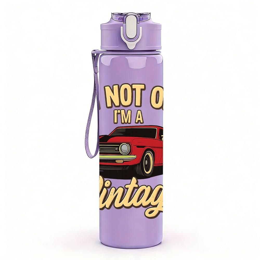 1PC I Am Not Old Vintage Car 750ml Color Plastic Sports Water Bottle Leakproof Flip Straw Lid Suitable for Sports Office Home Use