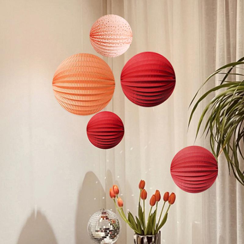 Festive Hangings Decorations Watermelon Paper Lanterns Honeycomb Balls Wedding Room Decorations