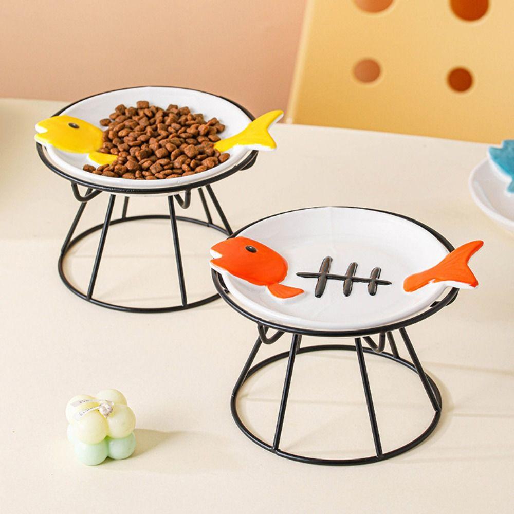 Ceramic Pet Food Water Bowl Cute Raised Pet Feeder Easy To Clean Pet Food Dispenser  Pet Supplies