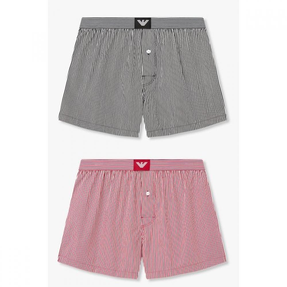 Emporio Armani Мужские плавки-боксеры 2 шт. с полосками и нашивкой-орлом 0816112086 0816112091