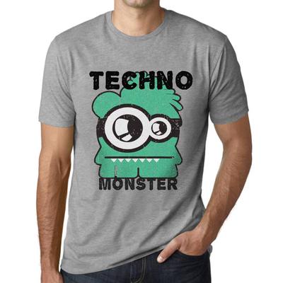 Мужская винтажная футболка с рисунком Techno Monster Grey Marl