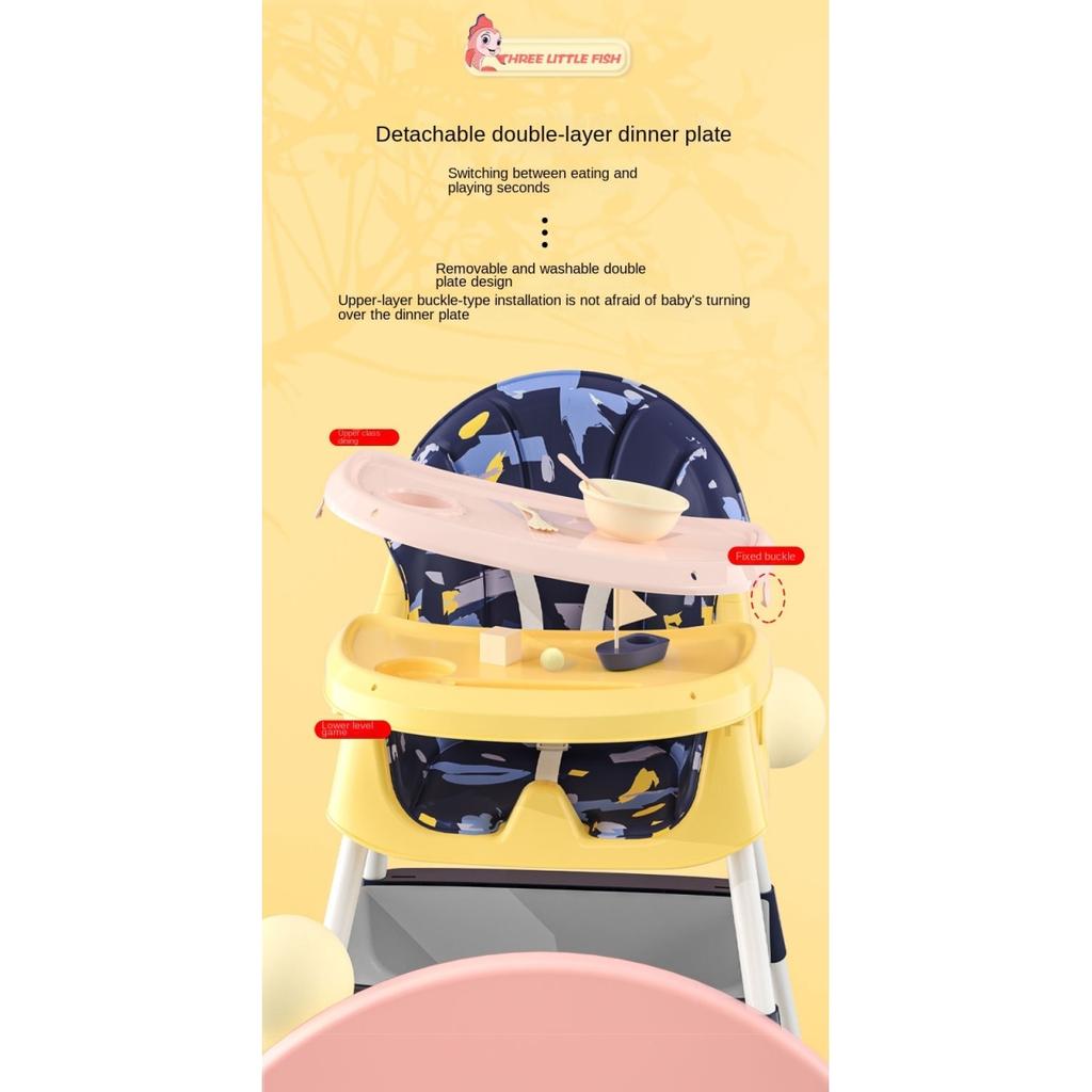 Детский обеденный стул, многофункциональный складной детский обеденный стул с регулируемой высотой, детский домашний портативный обеденный стол и стул