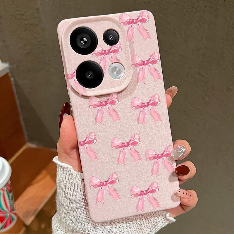 Тонкий чехол из ТПУ с принтом банта и текстурой из кожи для Xiaomi 13T Pro Poco X7 X6 M6 Pro Redmi Note 14 13 Pro 12 11, матовый противоударный мягкий чехол для телефона