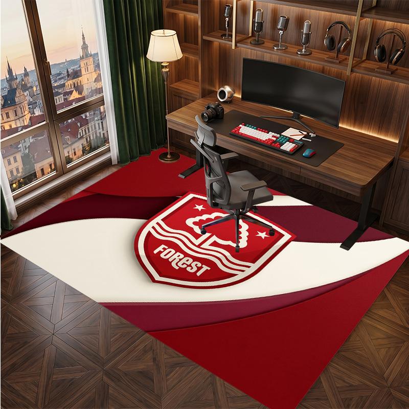Nottingham Forest Football Print Crystal Velvet Rug, Comfortable Water Absorbent Non Slip Indoor Floor Carpet