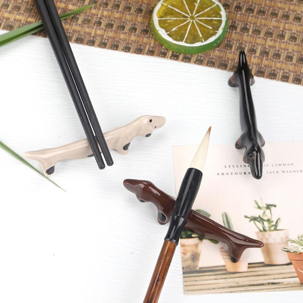 Ceramic Puppy Shaped Dachshund Chopstick Rest Tableware Rack Chopsticks Holder Dinnerware Stand