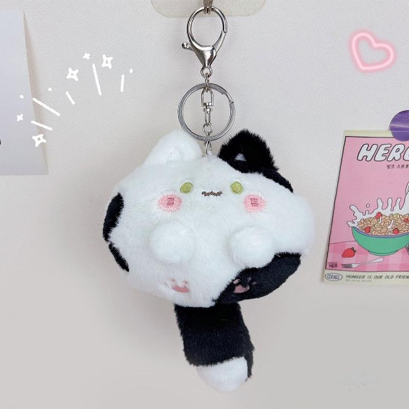 Милый плюшевый кулон, брелок с пищащим котом, кавайный кулон с толстым телом и кошкой, мягкая кукла, брелок для ключей, подвески на рюкзак для девочек, подарок