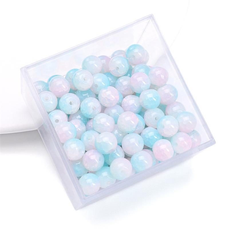 Комплект браслетов из бисера Summer Jelly Gold Glitter: Двойные стеклянные круглые бусины и полусахарные пузырчатые бусины