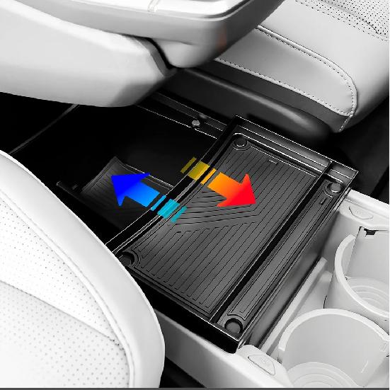 For Kia EV4 2025 2026 Central Armrest Under Double Layer Storage Box Internal Organizer Holder Tray Car Stowing Tidying