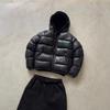 2025 Winter Cartoon Croc Print Hooded Padded Jacket Young Men Slim Fit Daily Wear